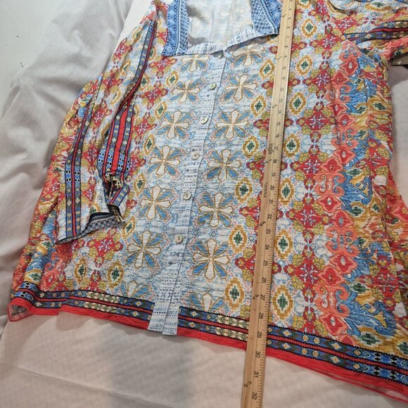 John Mark Women’s Tunic Size 3X Top Collar Button Multicolor  Multi Patern 27 - Picture 7 of 13